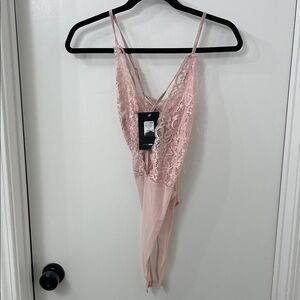 Fashion Nova Lace Chemise in Soft Pink